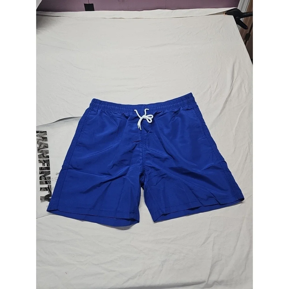 Manfinity Mens Blue Drawstring Swim Trunks Pockets Bottoms Size‎ Xl
